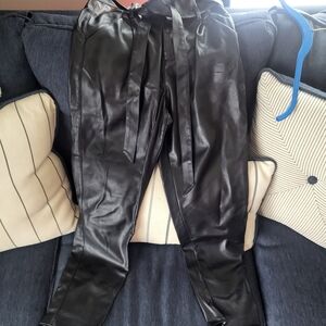 Lucy Paris Black Faux Leather Womens Pants